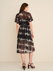 Grey Short Sleeve Tie Waist Midi Dress - Image 4 of 7