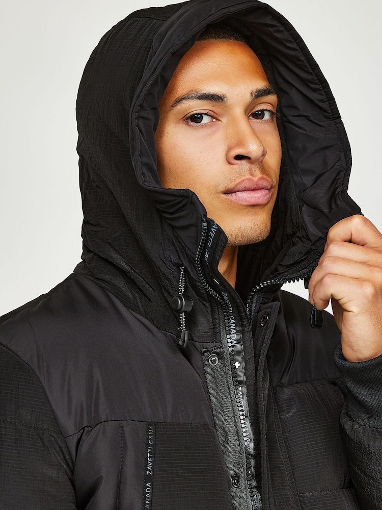 Zavetti Canada Inverno Hooded Bomber Black Jacket - Image 6 of 6