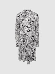 Reiss Black/White Scarlett Animal Print Mini Dress - Image 2 of 7