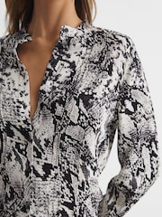 Reiss Black/White Scarlett Animal Print Mini Dress - Image 4 of 7
