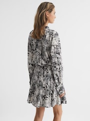Reiss Black/White Scarlett Animal Print Mini Dress - Image 5 of 7