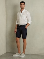 Reiss Navy Wicket Cotton Chino Shorts with Stretch - Image 1 of 7