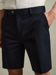 Reiss Navy Wicket Cotton Chino Shorts with Stretch - Image 4 of 7