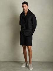 Negro - Reiss Wicket Cotton Chino Shorts with Stretch - Imagen 1 de 7