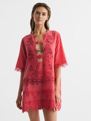 Reiss Coral Etta Embroidered Kaftan - Image 3 of 5