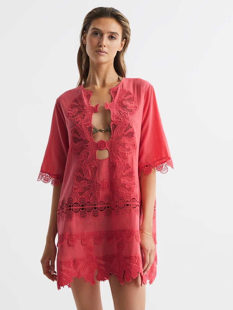 Reiss Coral Etta Embroidered Kaftan - Image 3 of 5