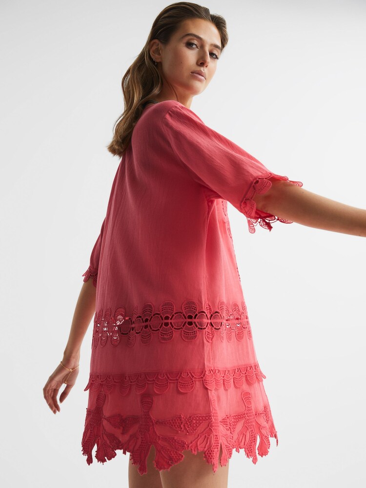 Reiss Coral Etta Embroidered Kaftan - Image 4 of 5