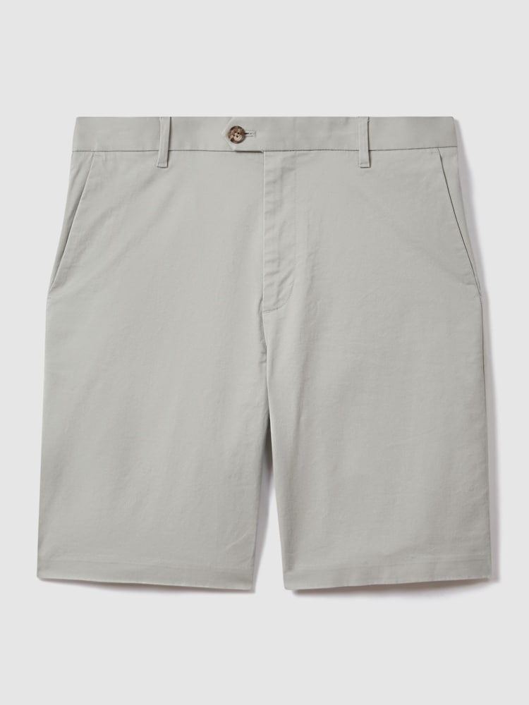 Reiss Soft Sage Wicket Modern Fit Cotton Blend Chino Shorts - Image 2 of 6