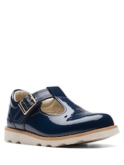 Clarks Blue Standard Fit (F) F Fit Patent Crown Print Toddler Shoes - Image 3 of 6