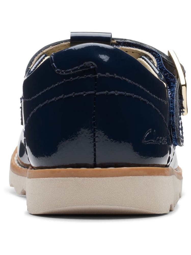 Clarks Blue Standard Fit (F) F Fit Patent Crown Print Toddler Shoes - Image 6 of 6