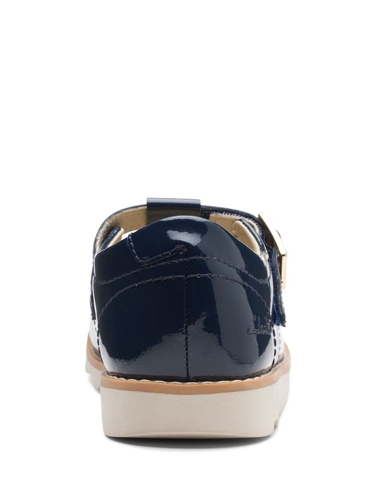 Clarks Blue Multi Fit Patent Crown Print  Kids  Shoes - Image 7 of 7