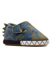 Clarks Green F Fit Dino Fluffy Snug Toddler Slippers - Image 3 of 7