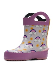 Clarks Purple G Fit Rainbow Toddler Wellies - Image 4 of 7