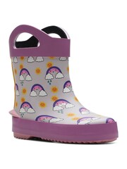 Clarks Purple G Fit Rainbow Toddler Wellies - Image 6 of 7