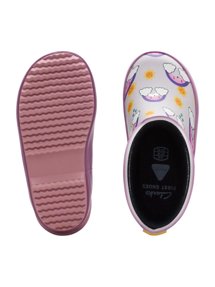 Clarks Purple G Fit Rainbow Toddler Wellies - Image 7 of 7