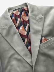 Light Grey Slim Velvet Blazer - Image 10 of 13