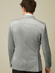 Light Grey Slim Velvet Blazer - Image 5 of 13
