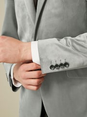 Light Grey Slim Velvet Blazer - Image 7 of 13