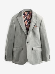 Light Grey Slim Velvet Blazer - Image 9 of 13