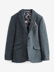 Navy Blue Signature Harris Tweed British Wool Blazer - Image 6 of 11
