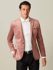 Pink Slim Velvet Blazer - Image 1 of 11