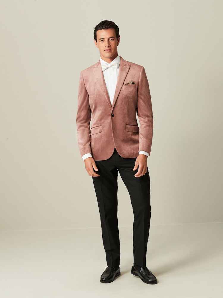 Pink Slim Velvet Blazer - Image 2 of 11