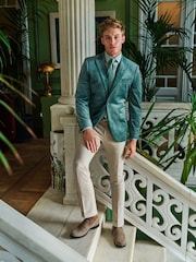 Mint Green Slim Velvet Blazer - Image 2 of 11