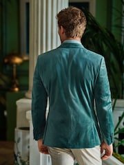 Mint Green Slim Velvet Blazer - Image 3 of 11