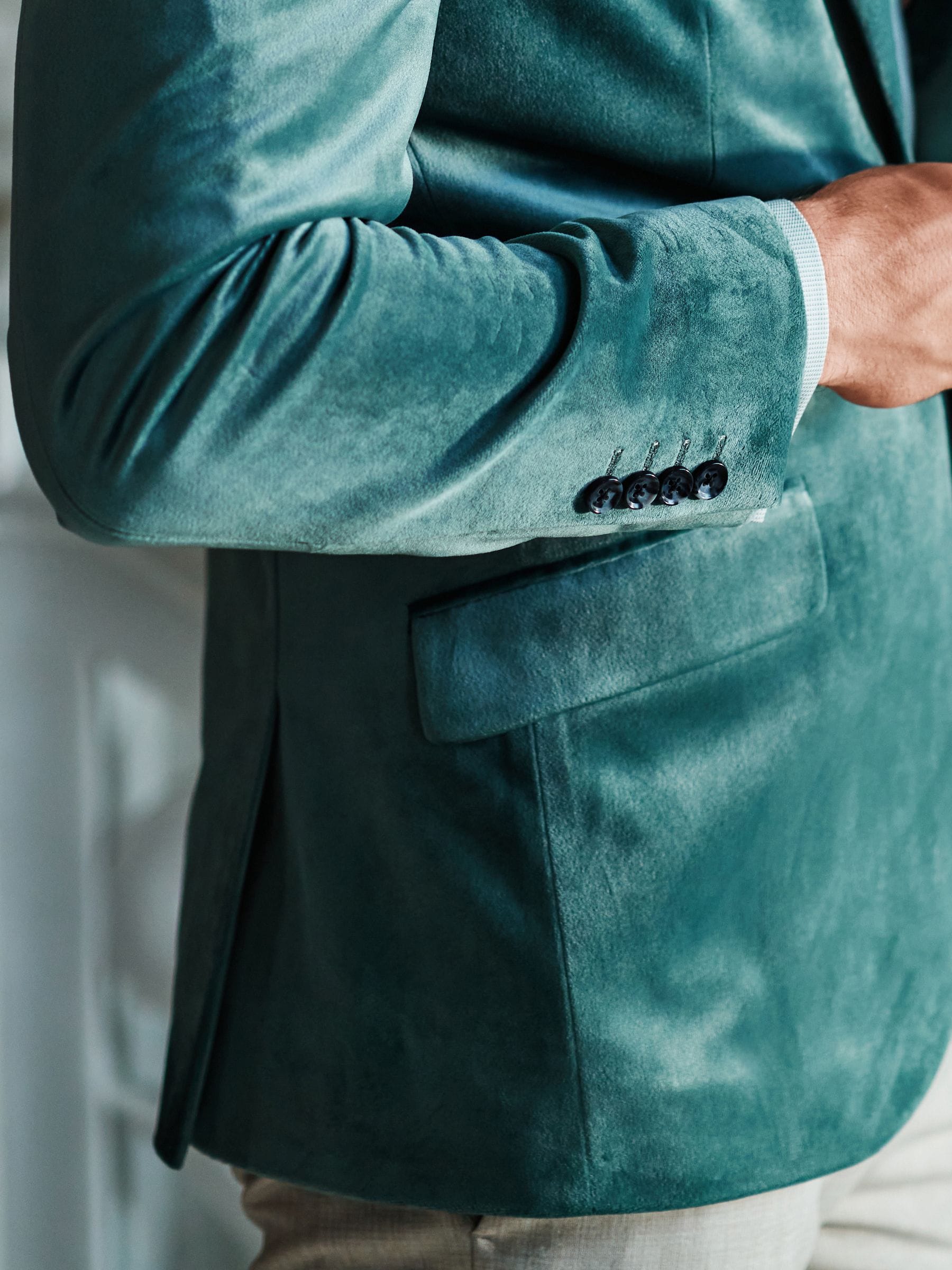 Buy Mint Green Slim Velvet Blazer from Next Luxembourg