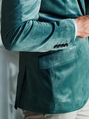 Mint Green Slim Velvet Blazer - Image 6 of 11