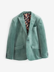 Mint Green Slim Velvet Blazer - Image 7 of 11