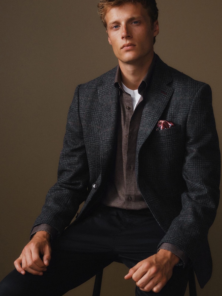 modra - Karirast blazer Iz volne Signature Moons British - Slika 1 iz 13