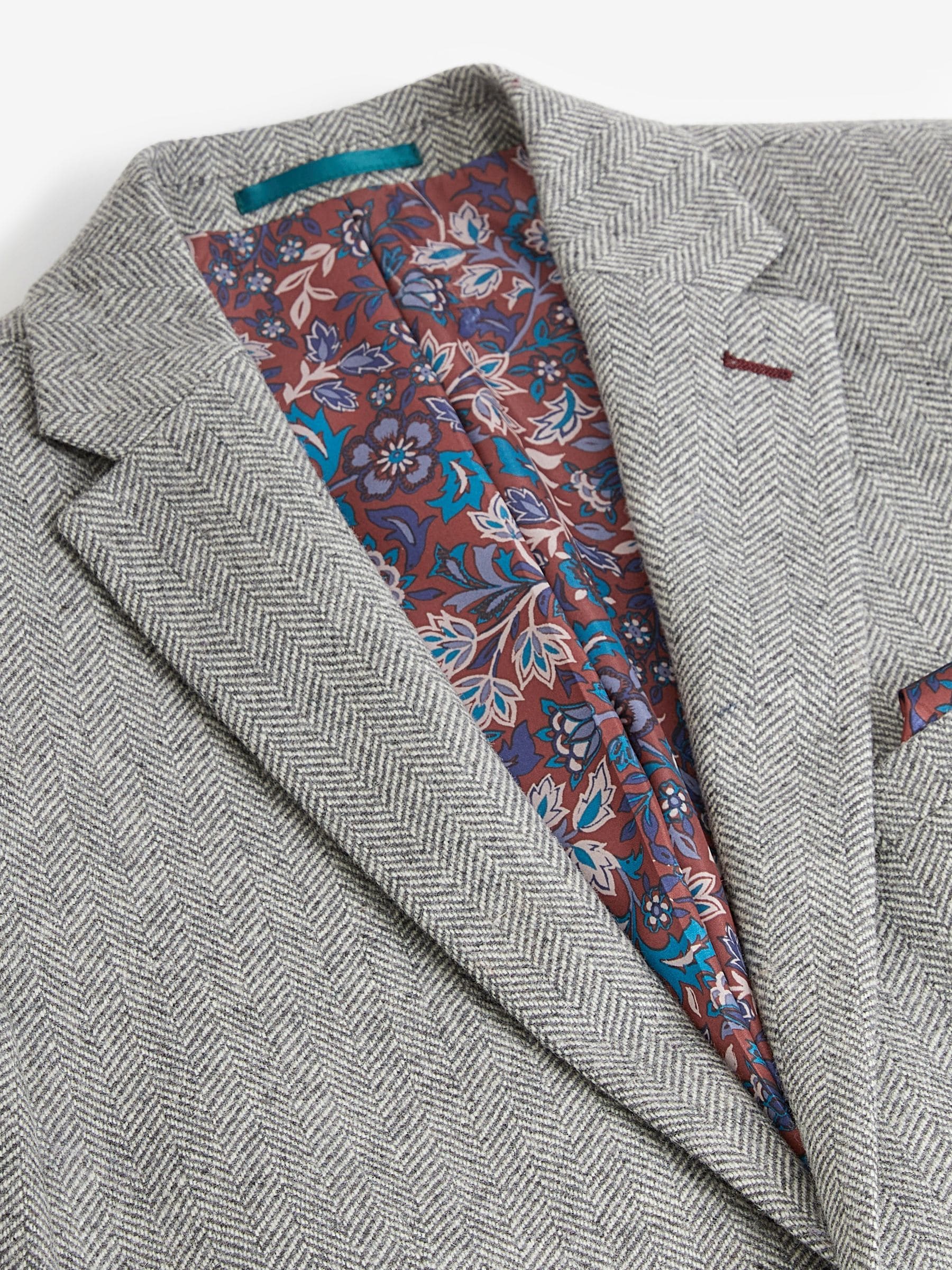 Buy Light Grey Slim Fit Nova Fides Signature Herringbone Wool Blazer from Next USA