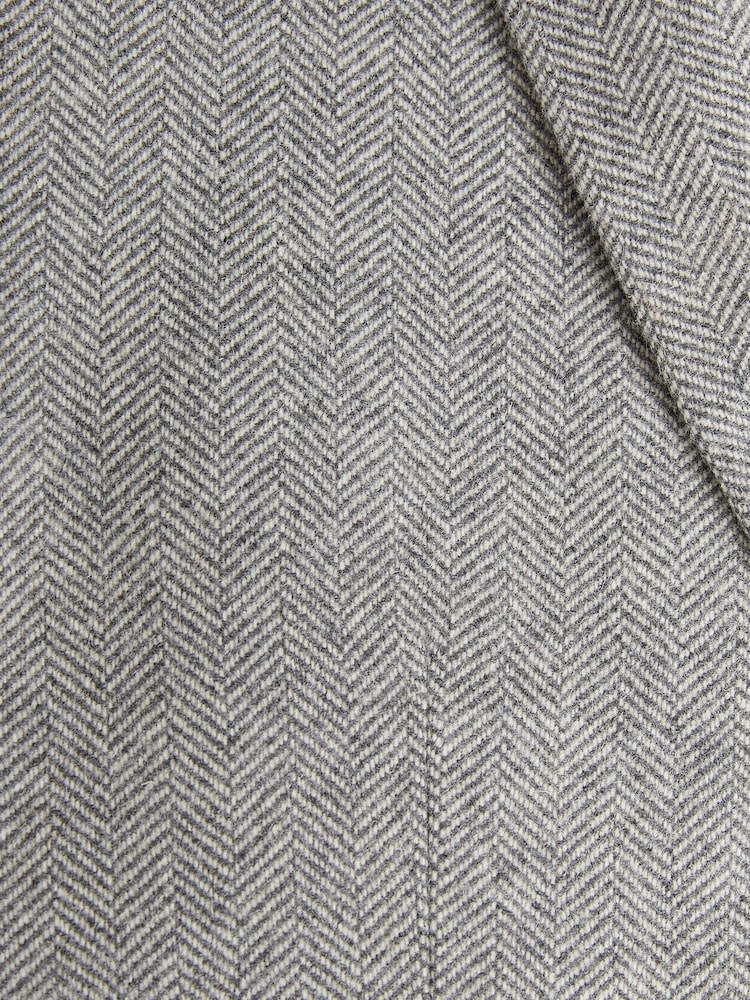 Light Grey Slim Fit Nova Fides Signature Herringbone Wool Blazer - Image 14 of 14