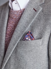 Light Grey Slim Fit Nova Fides Signature Herringbone Wool Blazer - Image 6 of 14