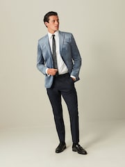 Blue Slim Velvet Blazer - Image 2 of 10