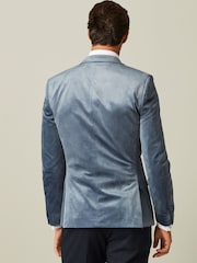 Blue Slim Velvet Blazer - Image 3 of 10