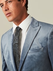 Blue Slim Velvet Blazer - Image 4 of 10