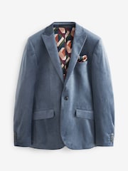 Blue Slim Velvet Blazer - Image 6 of 10