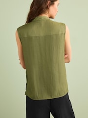 Khaki Green Utility Detail Sleeveless Top - Image 3 of 6