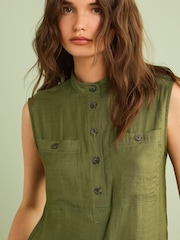 Khaki Green Utility Detail Sleeveless Top - Image 4 of 6