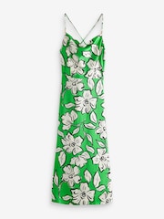 Grün mit floralem Print - Midi-Trägerkleid mit Wasserfallausschnitt hinten - Bild 6 von 7
