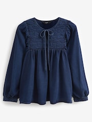 Denim Dark Blue Quilted Smock Blouse - Image 6 of 7