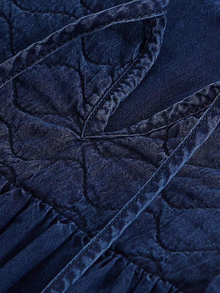 Denim Dark Blue Quilted Smock Blouse - Image 7 of 7