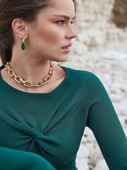 Another Sunday Green Knot Front Seam Detail Jumper - Image 2 of 6