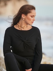 Another Sunday Green Knot Front Seam Detail Jumper - Image 1 of 6