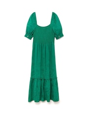 Another Sunday Midikleid mit Puffärmeln aus Jacquard und Knopfleiste in Grün​​​​​​​ - Bild 5 von 5