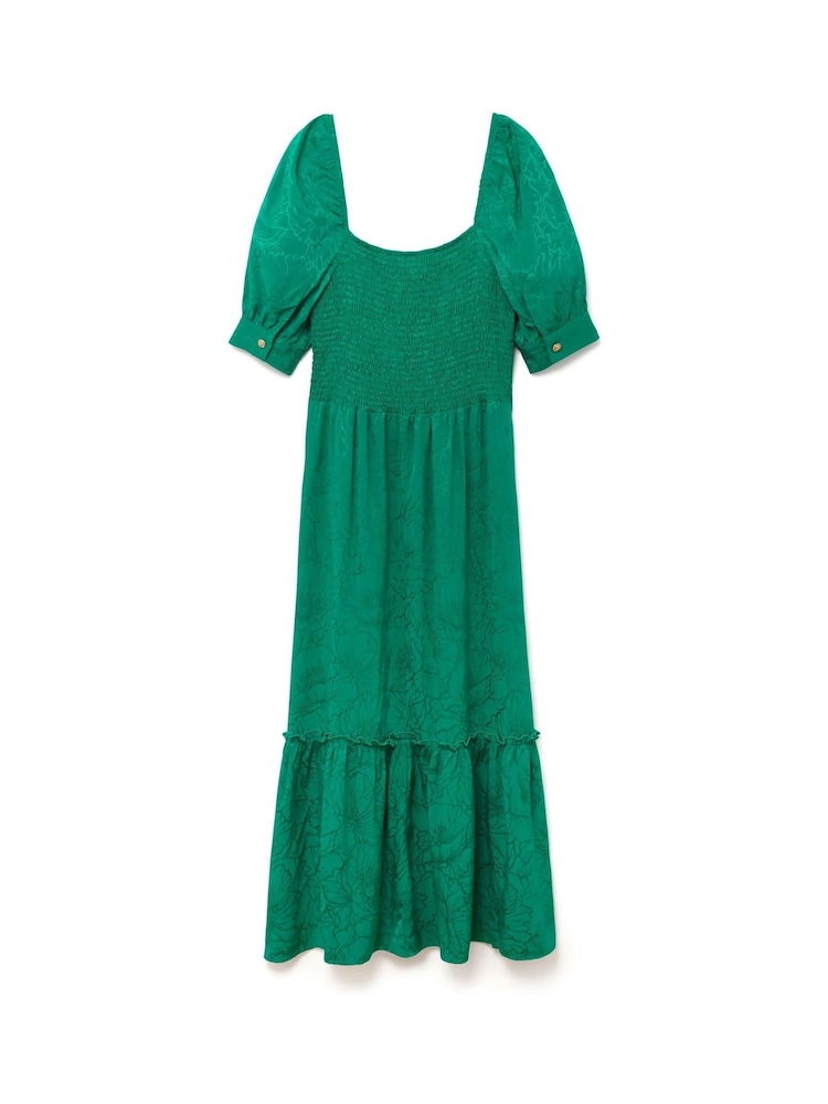 Another Sunday Midikleid mit Puffärmeln aus Jacquard und Knopfleiste in Grün​​​​​​​ - Bild 5 von 5