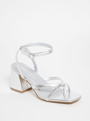 Simply Be Silver Extra Wide Fit Tubular Strappy Sandals - Image 2 of 3