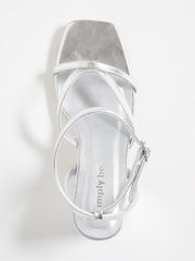 Simply Be Silver Extra Wide Fit Tubular Strappy Sandals - Image 3 of 3